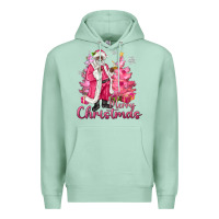 Seafoam Pink Merry Christmas Black Santa Premium Hoodie - MaliasSmallBusiness
