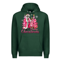 Sports Green Pink Merry Christmas Black Santa Premium Hoodie - MaliasSmallBusiness