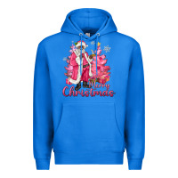 True Royal Pink Merry Christmas Black Santa Premium Hoodie - MaliasSmallBusiness