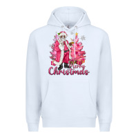 White Pink Merry Christmas Black Santa Premium Hoodie - MaliasSmallBusiness