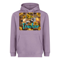 Lavender Western Teacher Pencil With Sunflowers Heavyweight Hoodie - LillyAllenDesigns