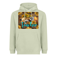 Matcha Western Teacher Pencil With Sunflowers Heavyweight Hoodie - LillyAllenDesigns
