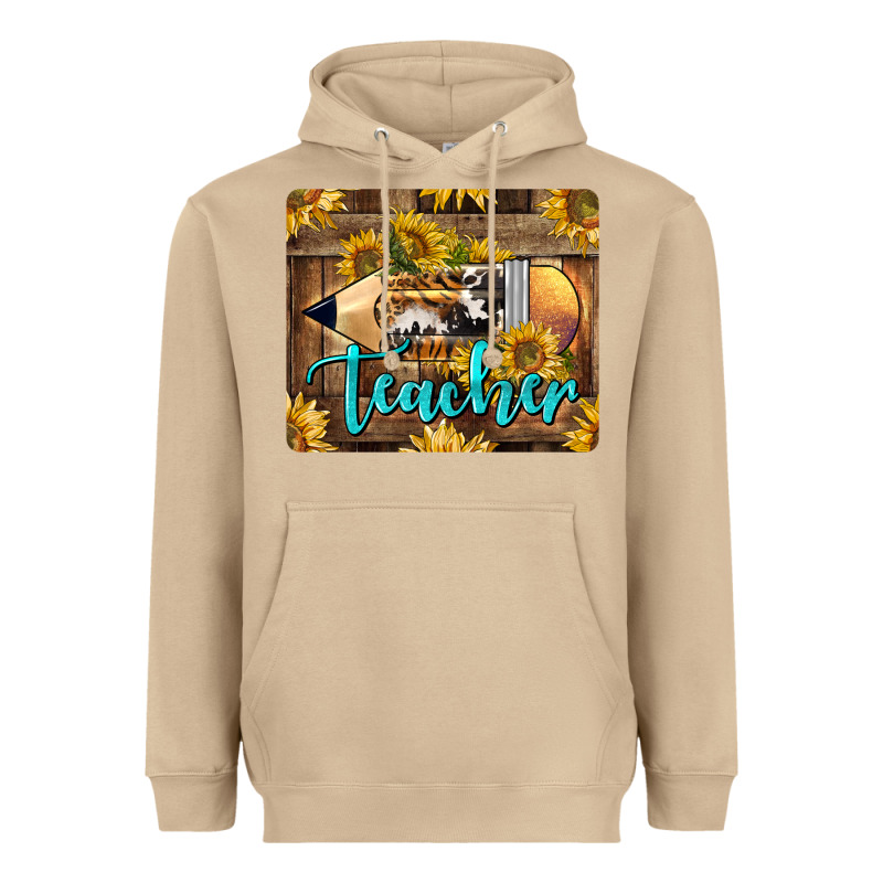 Western Teacher Pencil With Sunflowers Heavyweight Hoodie by LillyAllenDesigns | Teevron