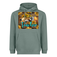 Sage Western Teacher Pencil With Sunflowers Heavyweight Hoodie - LillyAllenDesigns