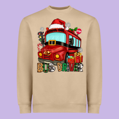 Christmas Bus Driver Heavyweight Sweatshirt Designed By Zillion Design Studio