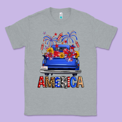 Western Fourth Of July America Truck Classic Tee Designed By Fadigitalartstudio