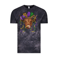 Cloud Black highland cow with mardi gras hat Vintage Tee - RanaPortraitStore