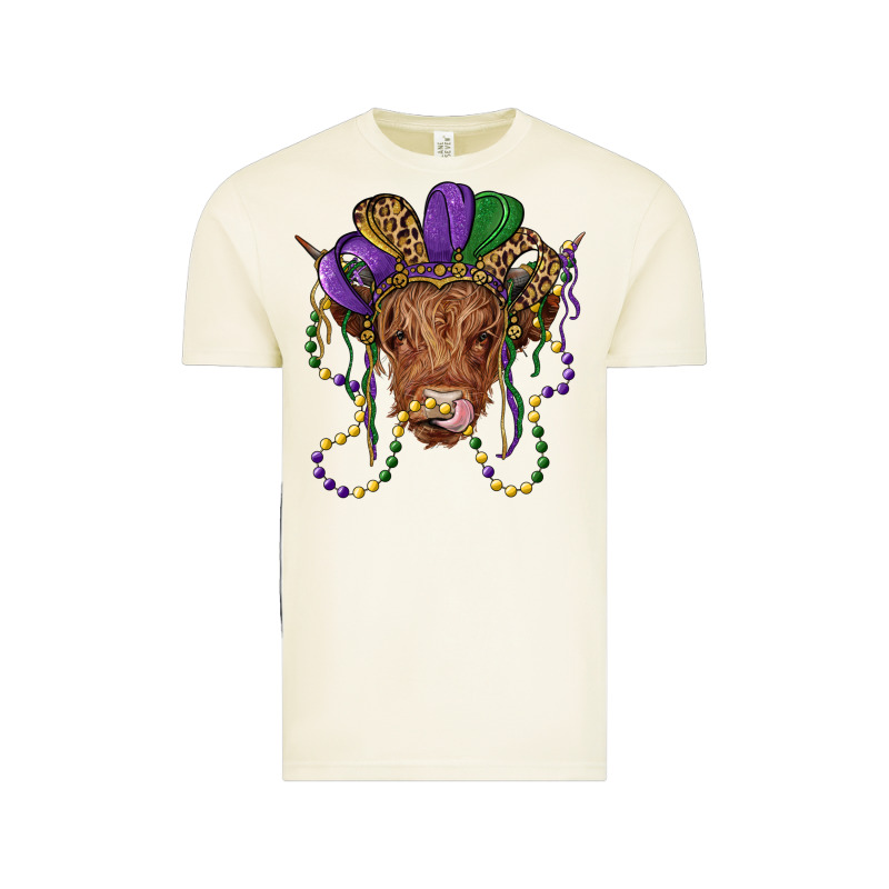 Highland Cow With Mardi Gras Hat Vintage Tee by RanaPortraitStore | Teevron