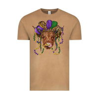Vintage Camel highland cow with mardi gras hat Vintage Tee - RanaPortraitStore