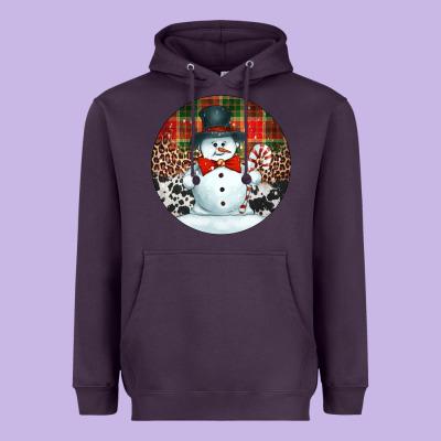 Western Snowman Christmas Ornament Heavyweight Hoodie Designed By Jasminsmagicworld