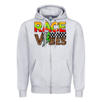Heather Grey race vibes Zipper Hoodie - AdoDesignShop