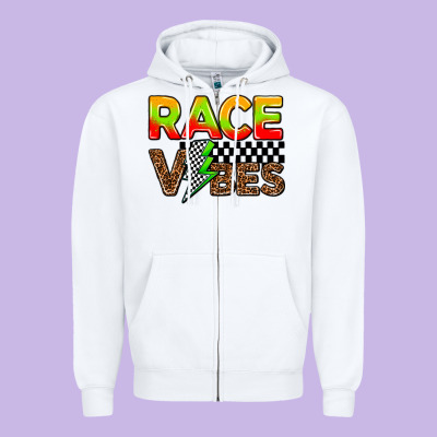 Race Vibes Zipper Hoodie Designed By Adodesignshop