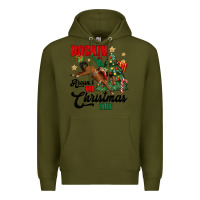 Army Green rockin around the christmas tree Premium Hoodie - MaliasSmallBusiness