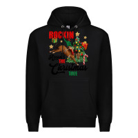 Black rockin around the christmas tree Premium Hoodie - MaliasSmallBusiness