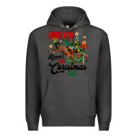 Charcoal Heather rockin around the christmas tree Premium Hoodie - MaliasSmallBusiness