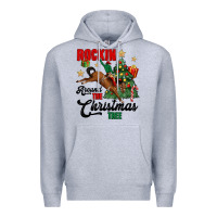 Heather Grey rockin around the christmas tree Premium Hoodie - MaliasSmallBusiness