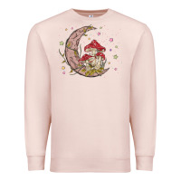 Pale Pink moon and mushrooms Premium Sweatshirt - MaliasSmallBusiness