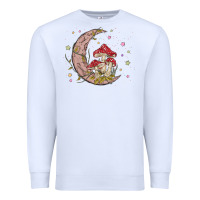 White moon and mushrooms Premium Sweatshirt - MaliasSmallBusiness
