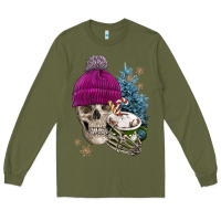 Army Green winter skeleton skull Long Sleeve Tee - FaDigitalArtStudio