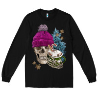 Black winter skeleton skull Long Sleeve Tee - FaDigitalArtStudio