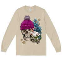 Mushroom winter skeleton skull Long Sleeve Tee - FaDigitalArtStudio
