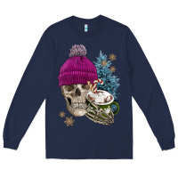 Navy winter skeleton skull Long Sleeve Tee - FaDigitalArtStudio