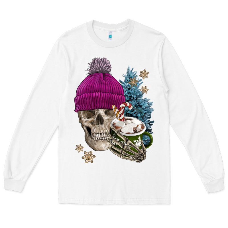 Winter Skeleton Skull Long Sleeve Tee by FaDigitalArtStudio | Teevron