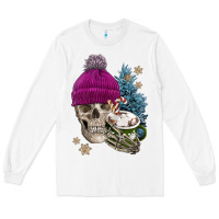 White winter skeleton skull Long Sleeve Tee - FaDigitalArtStudio