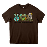 Chocolate Brown Peace Love Hampshire Sheep Heavy Core Tee - LillyAllenDesigns
