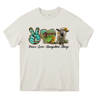 Cream Peace Love Hampshire Sheep Heavy Core Tee - LillyAllenDesigns