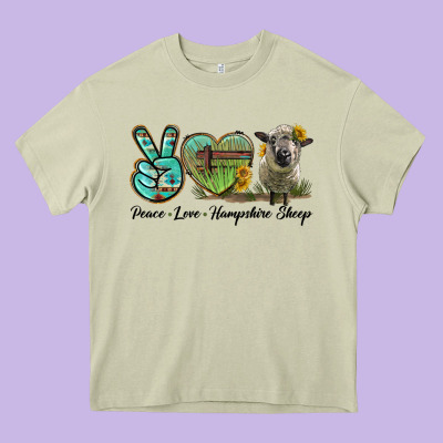 Peace Love Hampshire Sheep Heavy Core Tee Designed By Lillyallendesigns