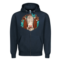 Navy hareford leopard gemstone Zipper Hoodie - JahusDesignShop