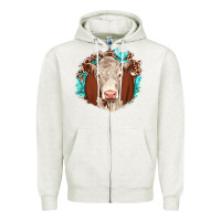 Oatmeal Heather hareford leopard gemstone Zipper Hoodie - JahusDesignShop