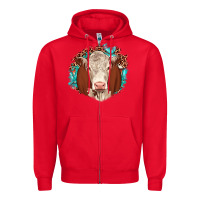 Red hareford leopard gemstone Zipper Hoodie - JahusDesignShop