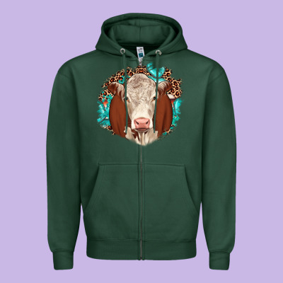 Hareford Leopard Gemstone Zipper Hoodie Designed By Jahusdesignshop