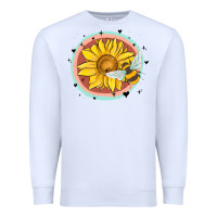 White bee and sunflower Premium Sweatshirt - MaliasSmallBusiness