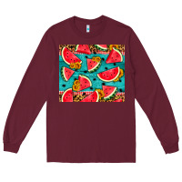 Burgundy watermelon and sunflowers Long Sleeve Tee - HRA Design Shop