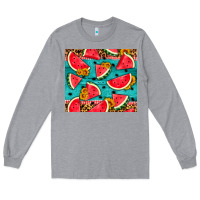 Heather Grey watermelon and sunflowers Long Sleeve Tee - HRA Design Shop