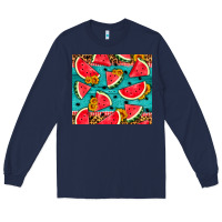 Navy watermelon and sunflowers Long Sleeve Tee - HRA Design Shop
