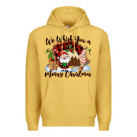 Antique Gold We whisk you a Merry Christmas Premium Hoodie - NancyCooperArtShop
