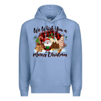 Colony Blue We whisk you a Merry Christmas Premium Hoodie - NancyCooperArtShop