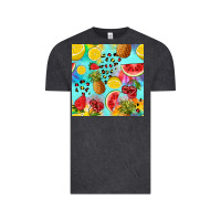 Vintage Black fruits tie dye seamless pattern Vintage Tee - Zillion Design Studio