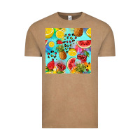 Vintage Coffee fruits tie dye seamless pattern Vintage Tee - Zillion Design Studio