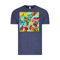 Vintage Denim fruits tie dye seamless pattern Vintage Tee - Zillion Design Studio