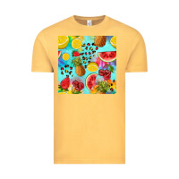 Vintage Mustard fruits tie dye seamless pattern Vintage Tee - Zillion Design Studio