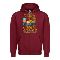 Burgundy thankful grateful blessed turkey Zipper Hoodie - Artiststas