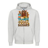 Dove Grey thankful grateful blessed turkey Zipper Hoodie - Artiststas