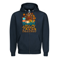 Navy thankful grateful blessed turkey Zipper Hoodie - Artiststas