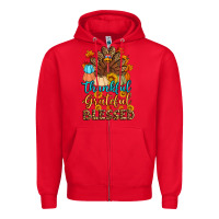 Red thankful grateful blessed turkey Zipper Hoodie - Artiststas