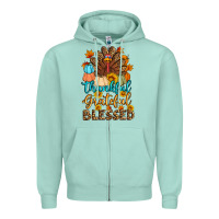 Seafoam thankful grateful blessed turkey Zipper Hoodie - Artiststas